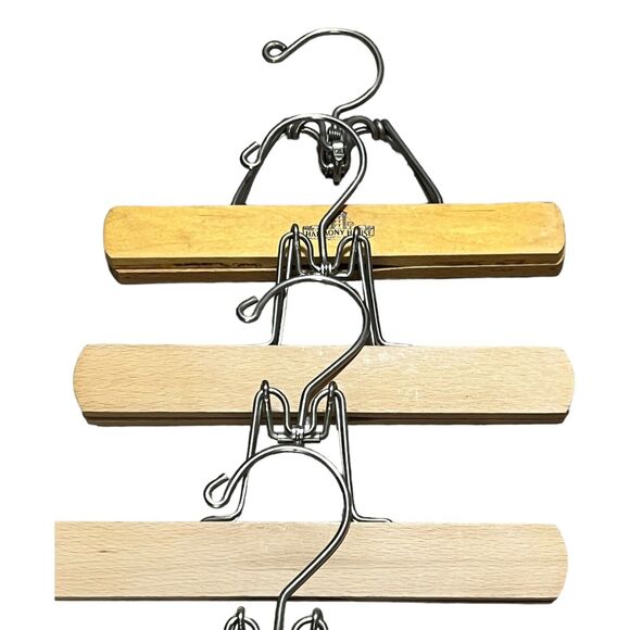 Mix Lot of 12 Vtg Light‎ Blonde Wood Metal Clothes Hanger Pant Trousers Clamp 9” main image 8
